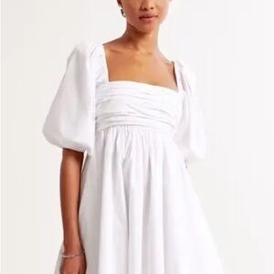 Abercrombie Emerson Elegant White Puff Sleeve Dress
